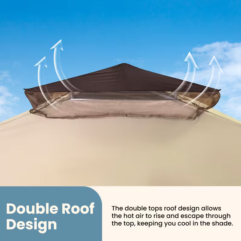 11'X11'  Outdoor Gazebo, Pop Up Canopy with Mosquito Netting