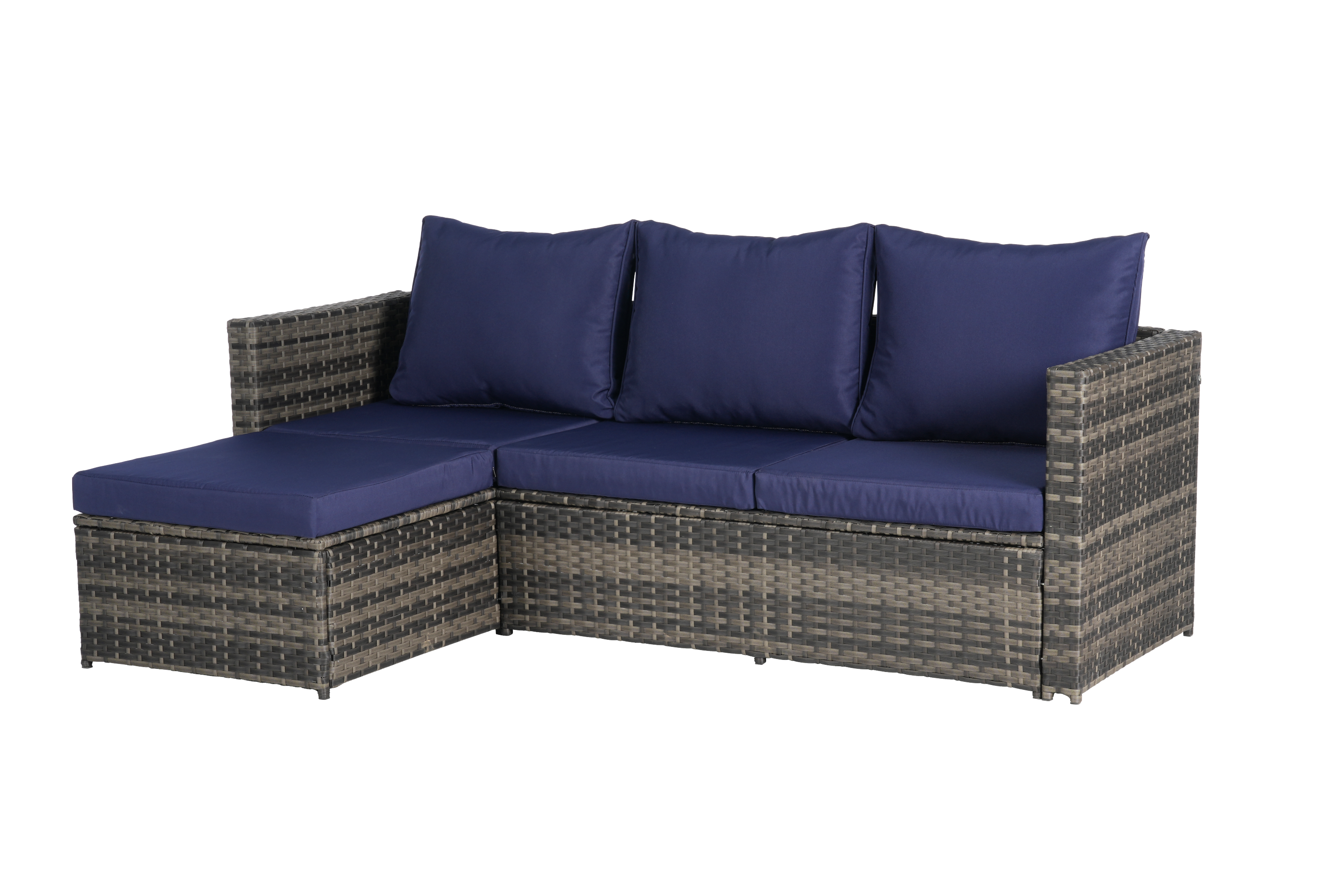 2 Pieces Patio Furniture Set, Outdoor Woven Sectional L-Shaped Patio Furniture