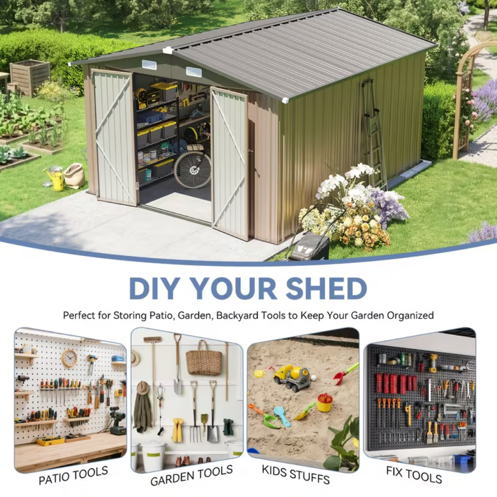 10x12 ft Gable Roof Outdoor Metal Storage Shed