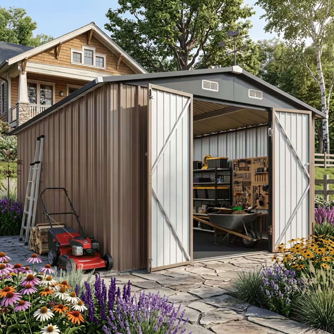 10x12 ft Gable Roof Outdoor Metal Storage Shed