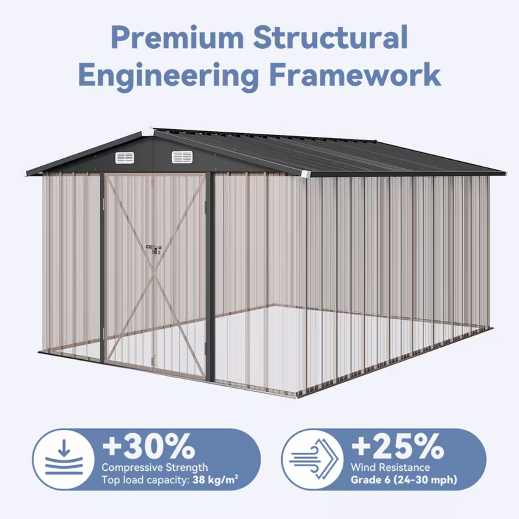 10x12 ft Gable Roof Outdoor Metal Storage Shed