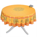 French Provencal tablecloth - Cotton, natural or acrylic-coated - 70" round - Clos des Oliviers yellow | Label France
