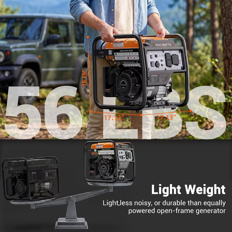 4000W Portable Inverter Generator, Low Noise Technology