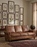 English Rolled Arm Sofa - Bark Brown Leather