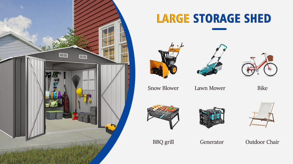 10 x 8 FT Outdoor Metal Storage Shed