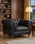 Century Chesterfield Arm Chair - Slate Leather