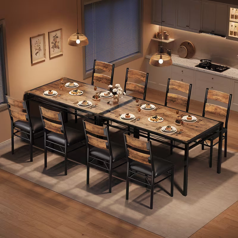 Black and Brown Farmhouse Dining Set for 4