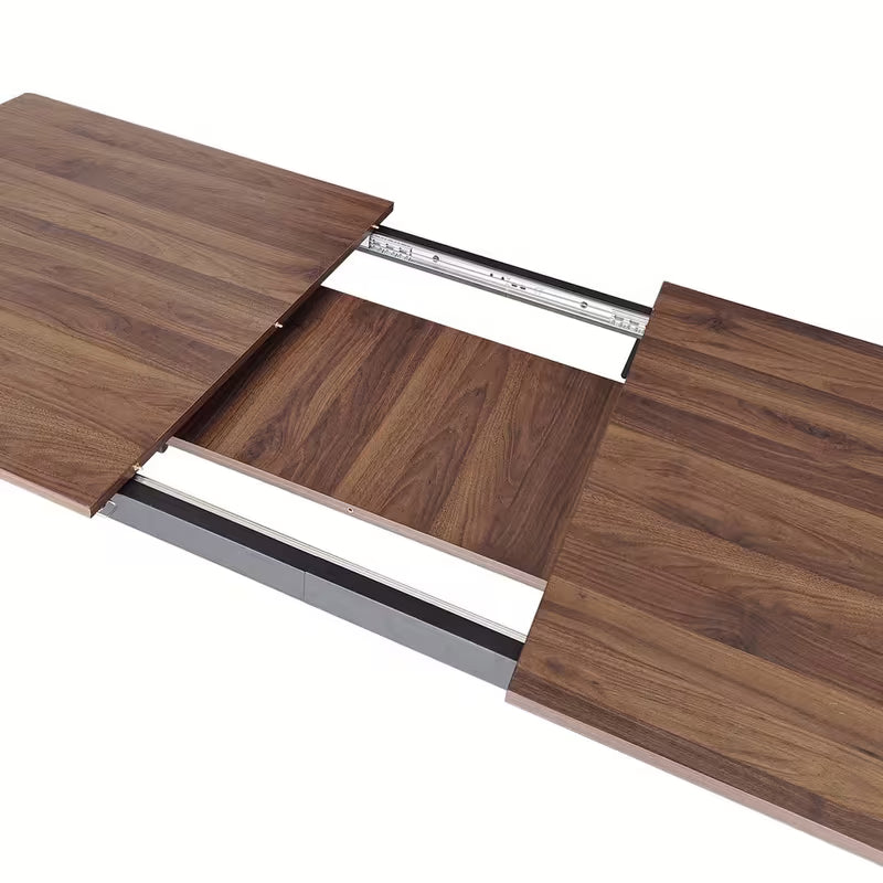 Modern Retractable Long Dining Table And 6 Dining Chairs