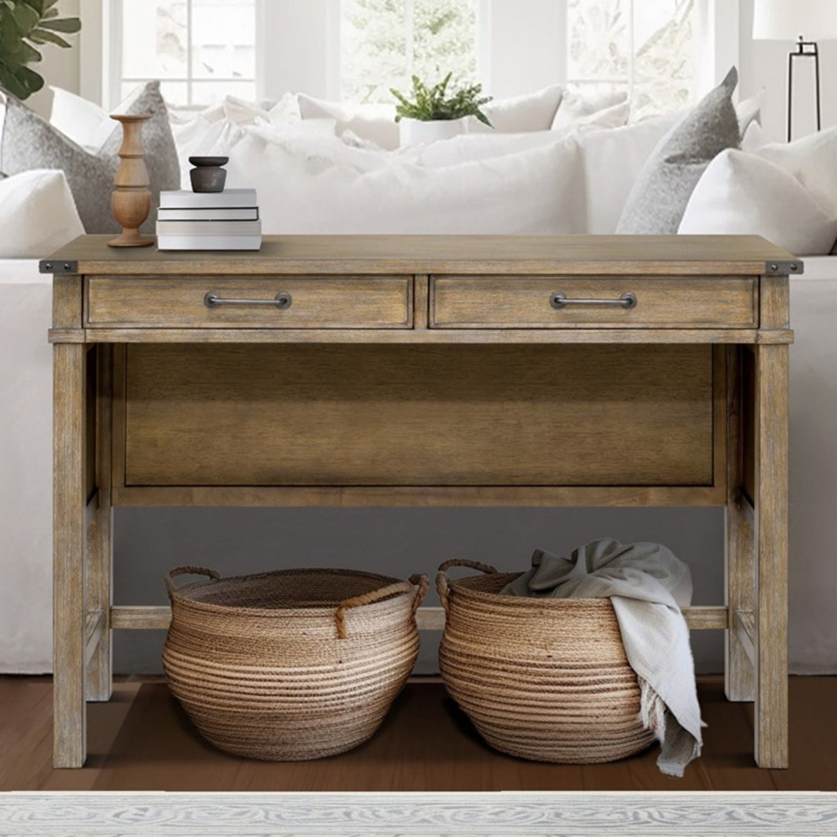 Belfast - Occasional Table With 2 Drawers - Reclaimed Natural
