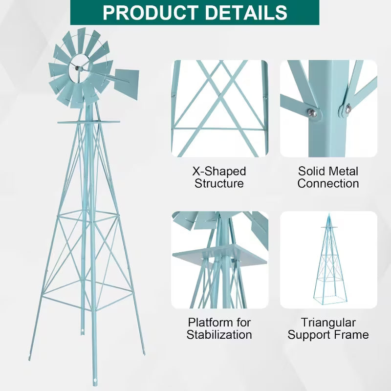 Bonnlo 8FT Heavy Duty Metal Windmill