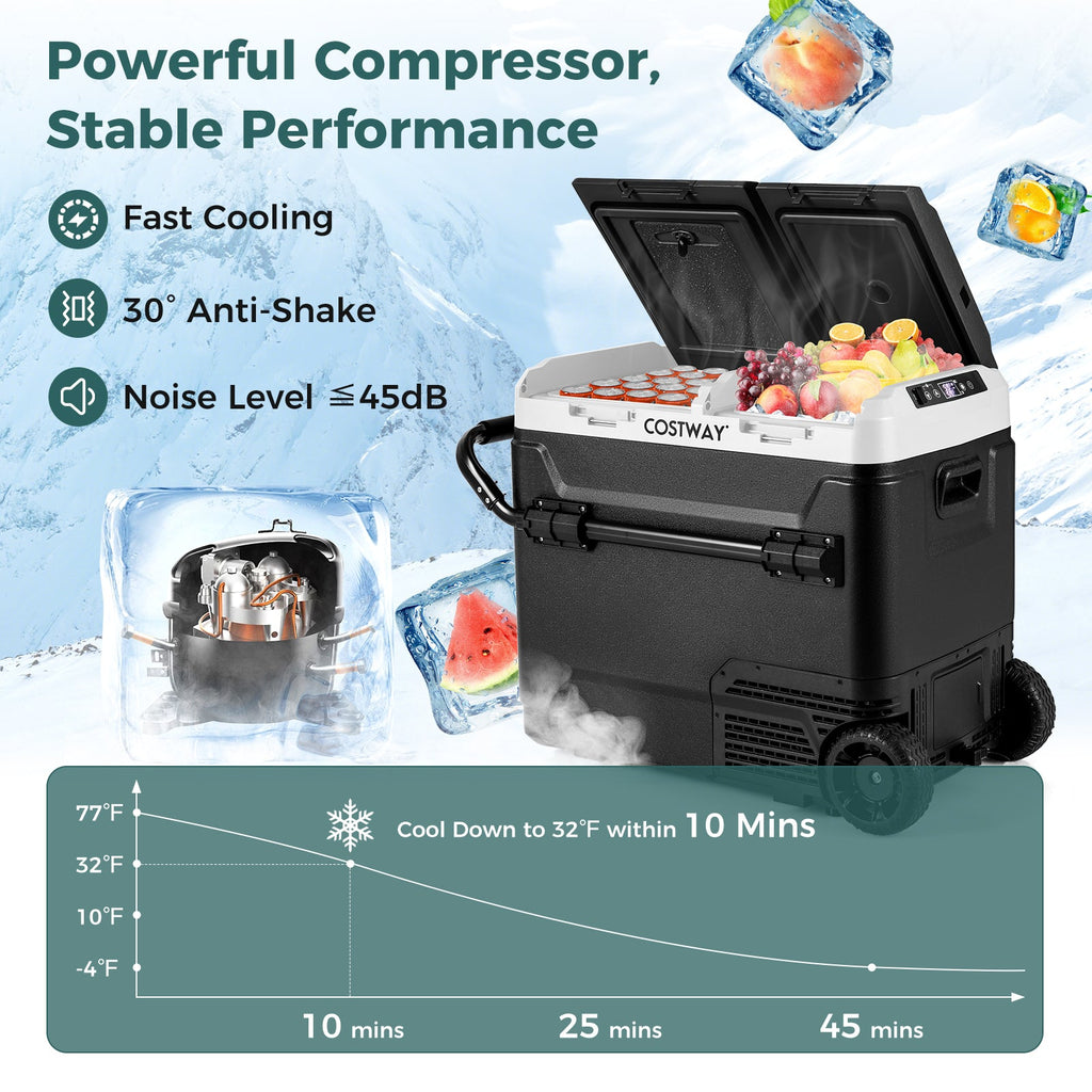 64QT Portable Compressor Fridge Freezer for Vehicles Camping Travel Truck RV Boat