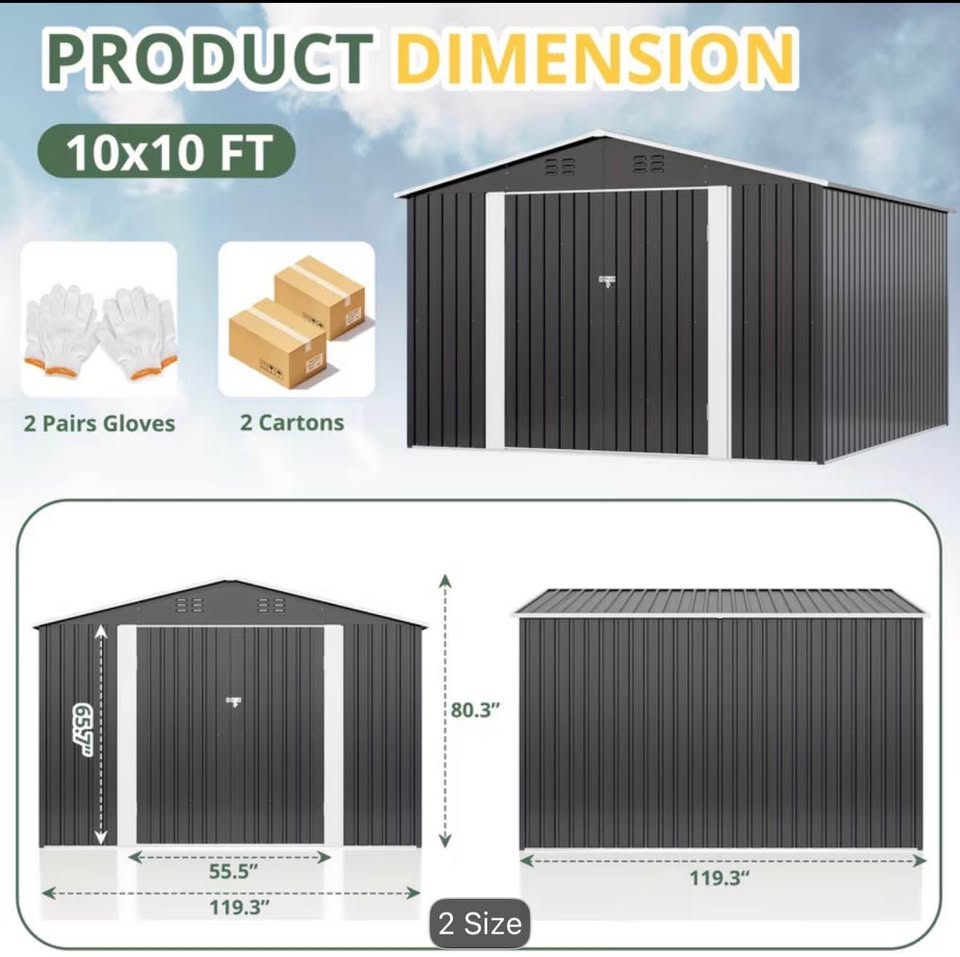 10' x 10' Outdoor Shed Kit - FREE SHIPPING