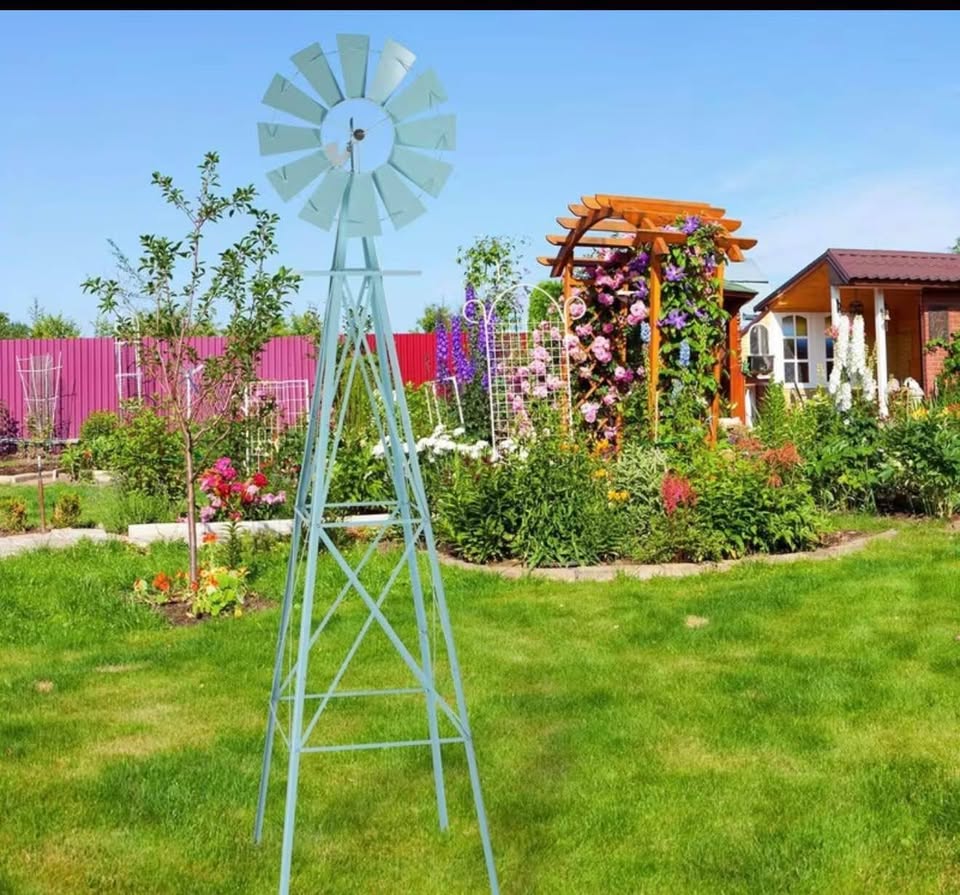 8ft Metal Garden Windmill
