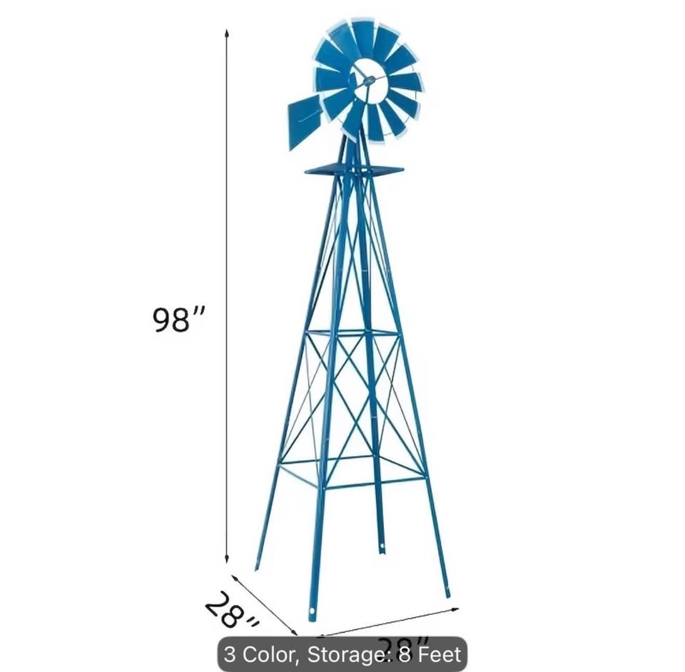8ft Metal Garden Windmill