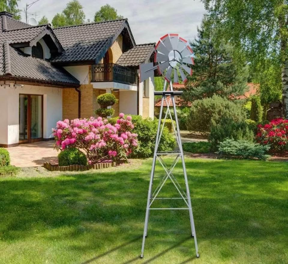 8ft Metal Garden Windmill