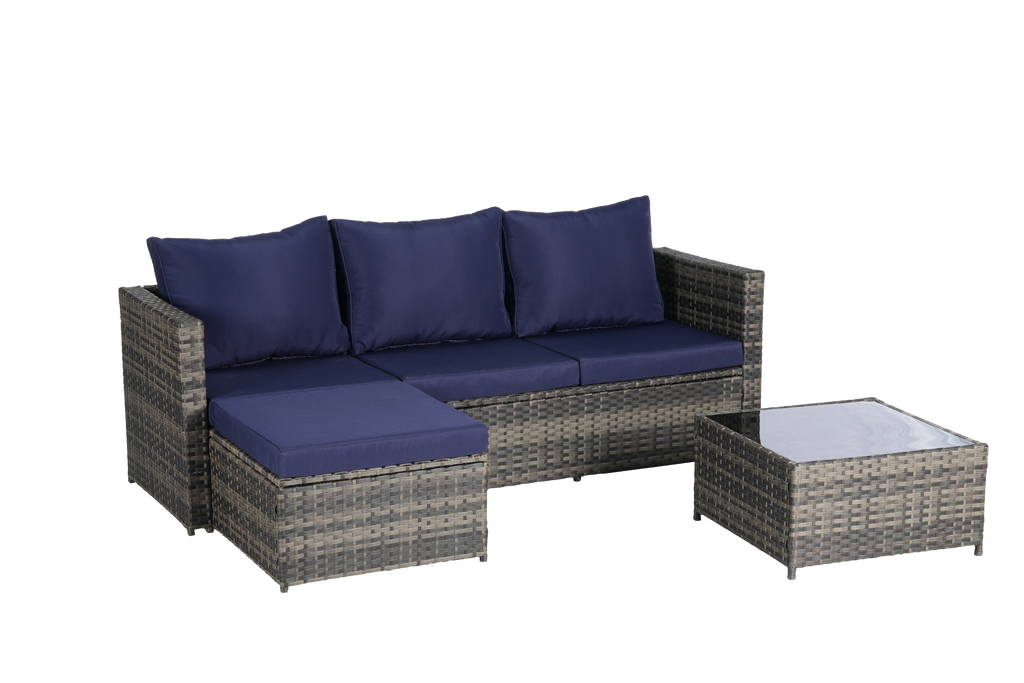 2 Pieces Patio Furniture Set, Outdoor Woven Sectional L-Shaped Patio Furniture