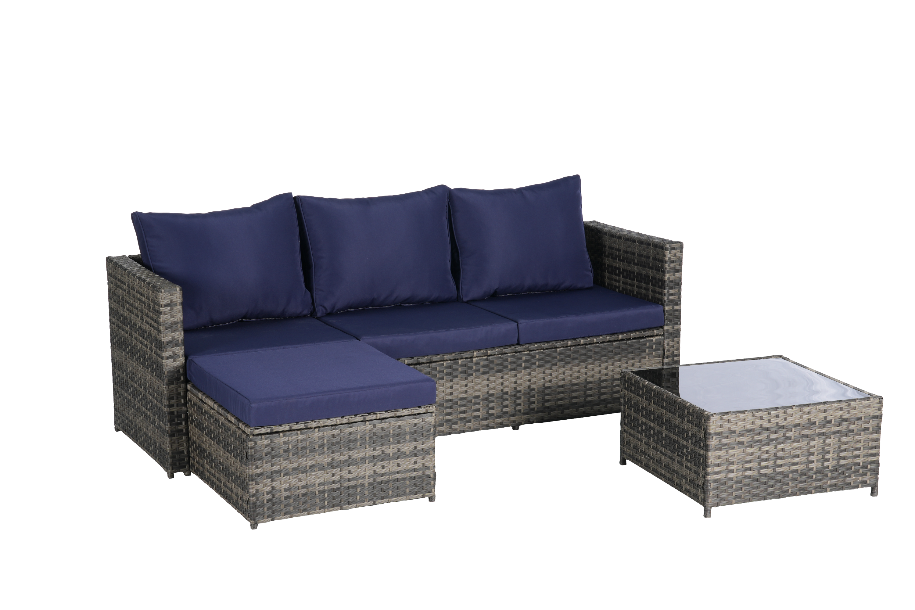 2 Pieces Patio Furniture Set, Outdoor Woven Sectional L-Shaped Patio Furniture