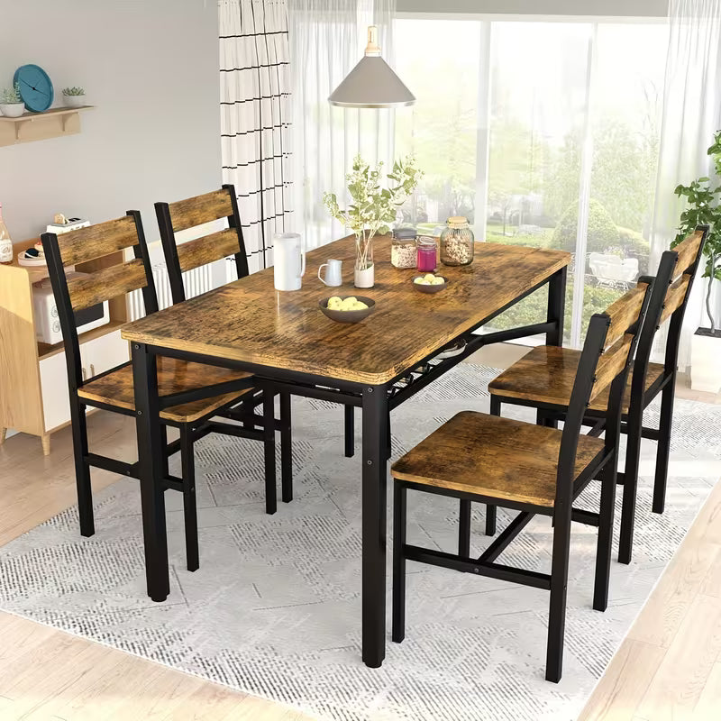 Black Farmhouse Dining Table Set for 4
