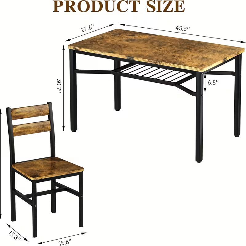 Black Farmhouse Dining Table Set for 4