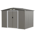 8 x 6 Feet Galvanized Steel Storage Shed for Garden Yard-Gray