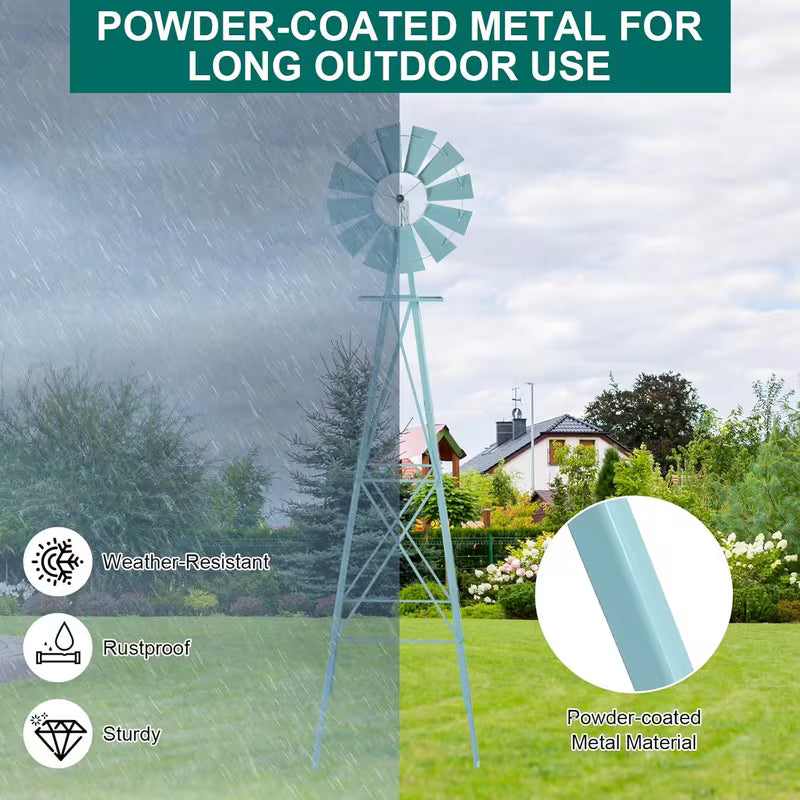 Bonnlo 8FT Heavy Duty Metal Windmill