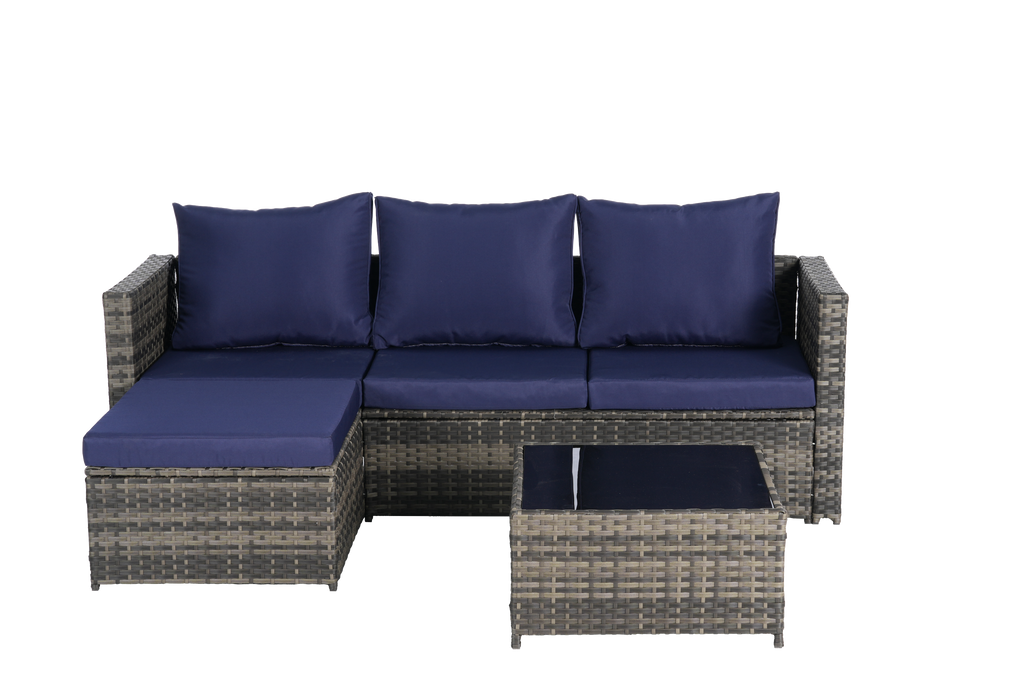 2 Pieces Patio Furniture Set, Outdoor Woven Sectional L-Shaped Patio Furniture