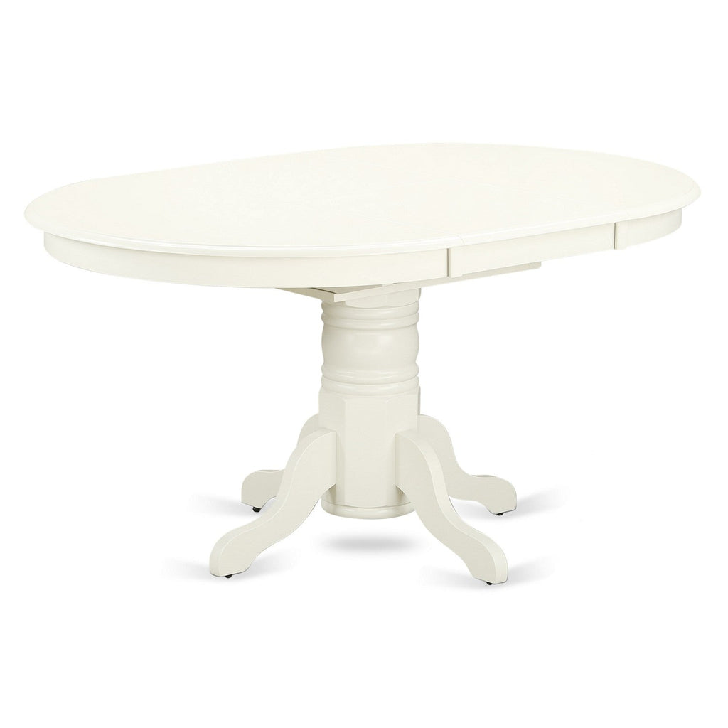EAST WEST FURNITURE - AVVA7-LWH-W - 7-Piece Kitchen Table Set- 6 Modern Dining Chairs with Wooden Seat and Slatted Chair Back - Removable leaf Kitchen Dining Table - linen white Finish