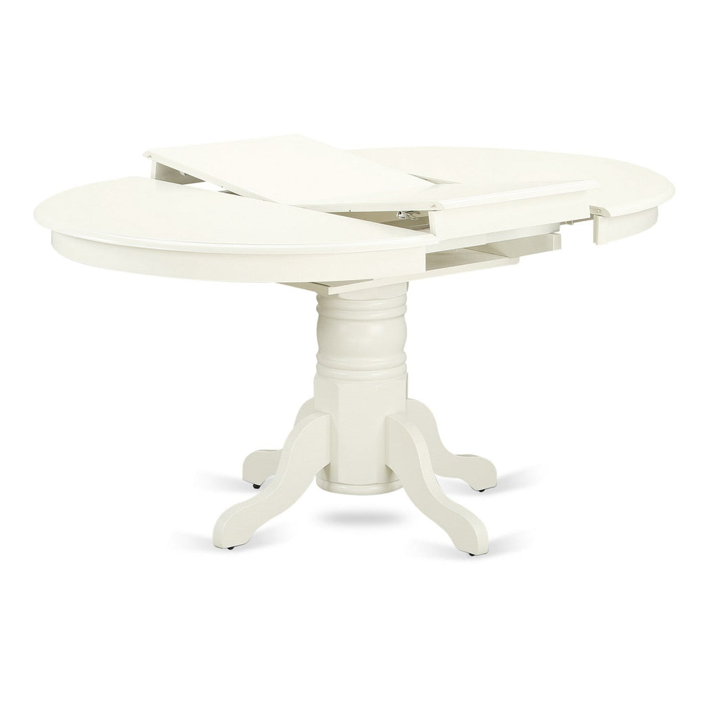 EAST WEST FURNITURE - AVVA7-LWH-W - 7-Piece Kitchen Table Set- 6 Modern Dining Chairs with Wooden Seat and Slatted Chair Back - Removable leaf Kitchen Dining Table - linen white Finish