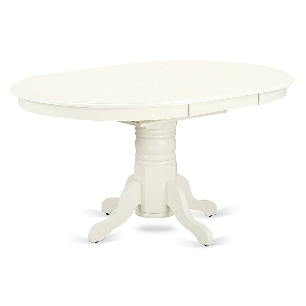 EAST WEST FURNITURE - AVVA7-LWH-W - 7-Piece Kitchen Table Set- 6 Modern Dining Chairs with Wooden Seat and Slatted Chair Back - Removable leaf Kitchen Dining Table - linen white Finish