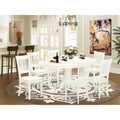 EAST WEST FURNITURE - AVVA7-LWH-W - 7-Piece Kitchen Table Set- 6 Modern Dining Chairs with Wooden Seat and Slatted Chair Back - Removable leaf Kitchen Dining Table - linen white Finish
