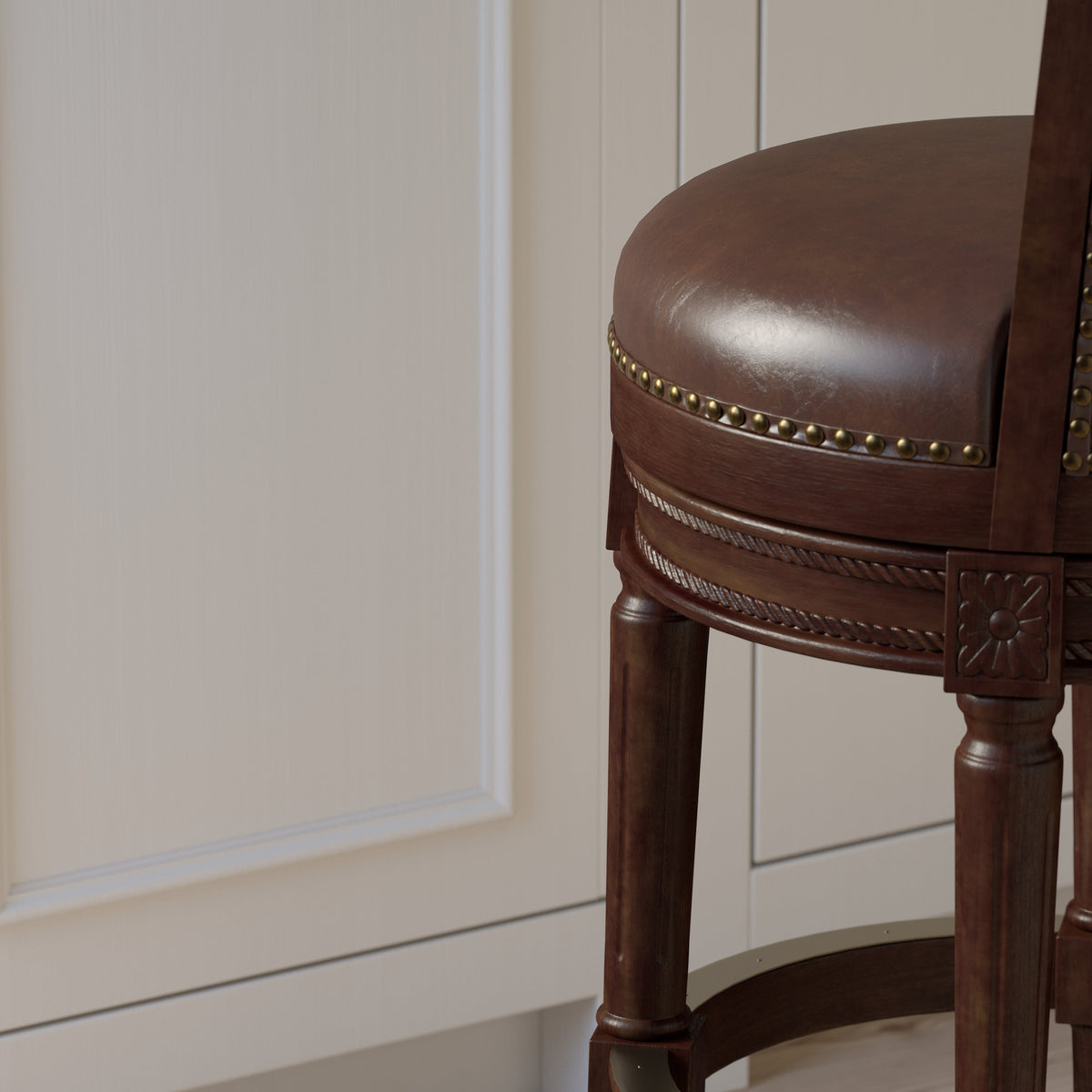 Charlotte Swivel Barstool in Distressed Walnut