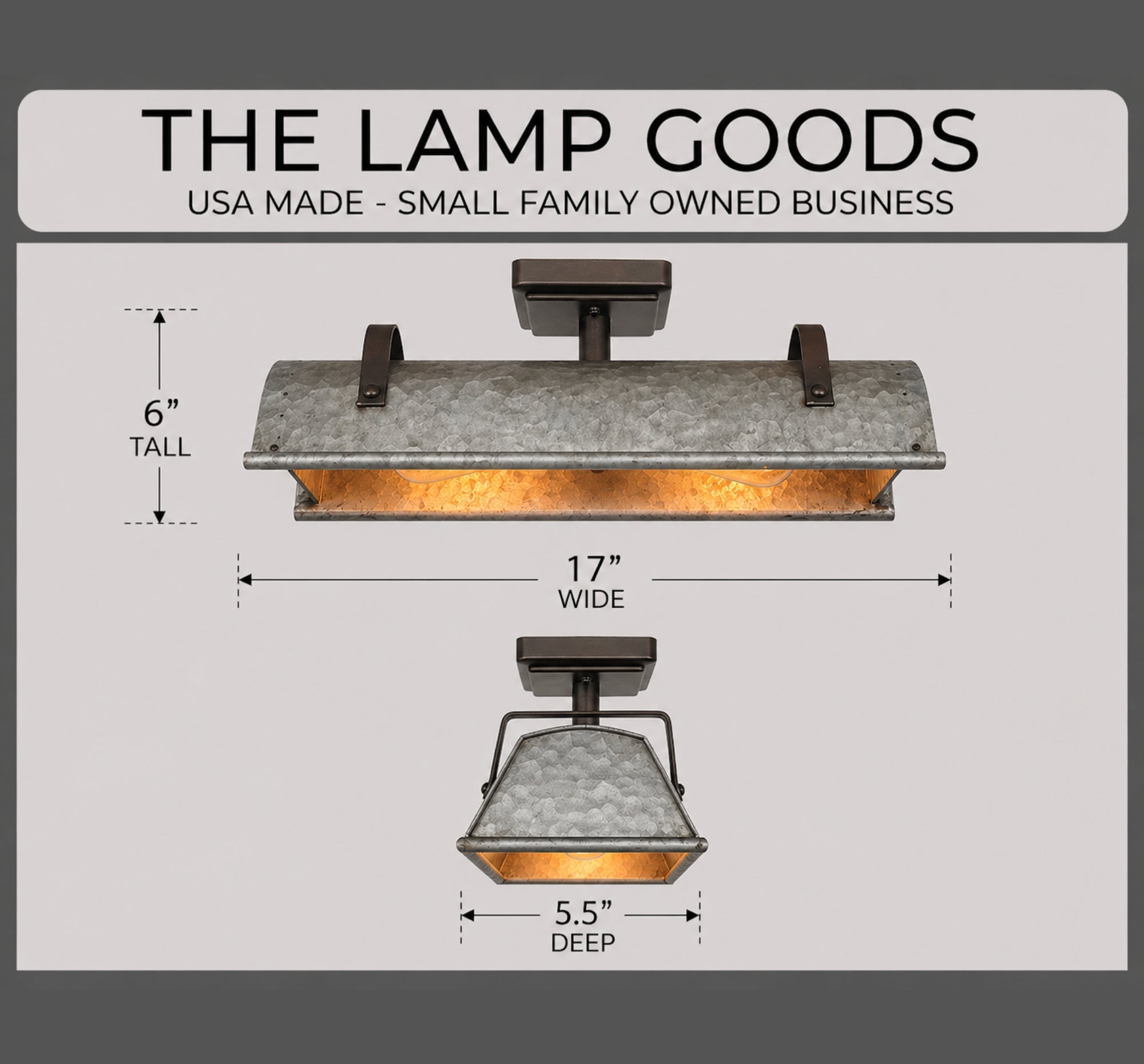 Galvanized Metal Farmhouse Ceiling Light | 17" Flush Mount