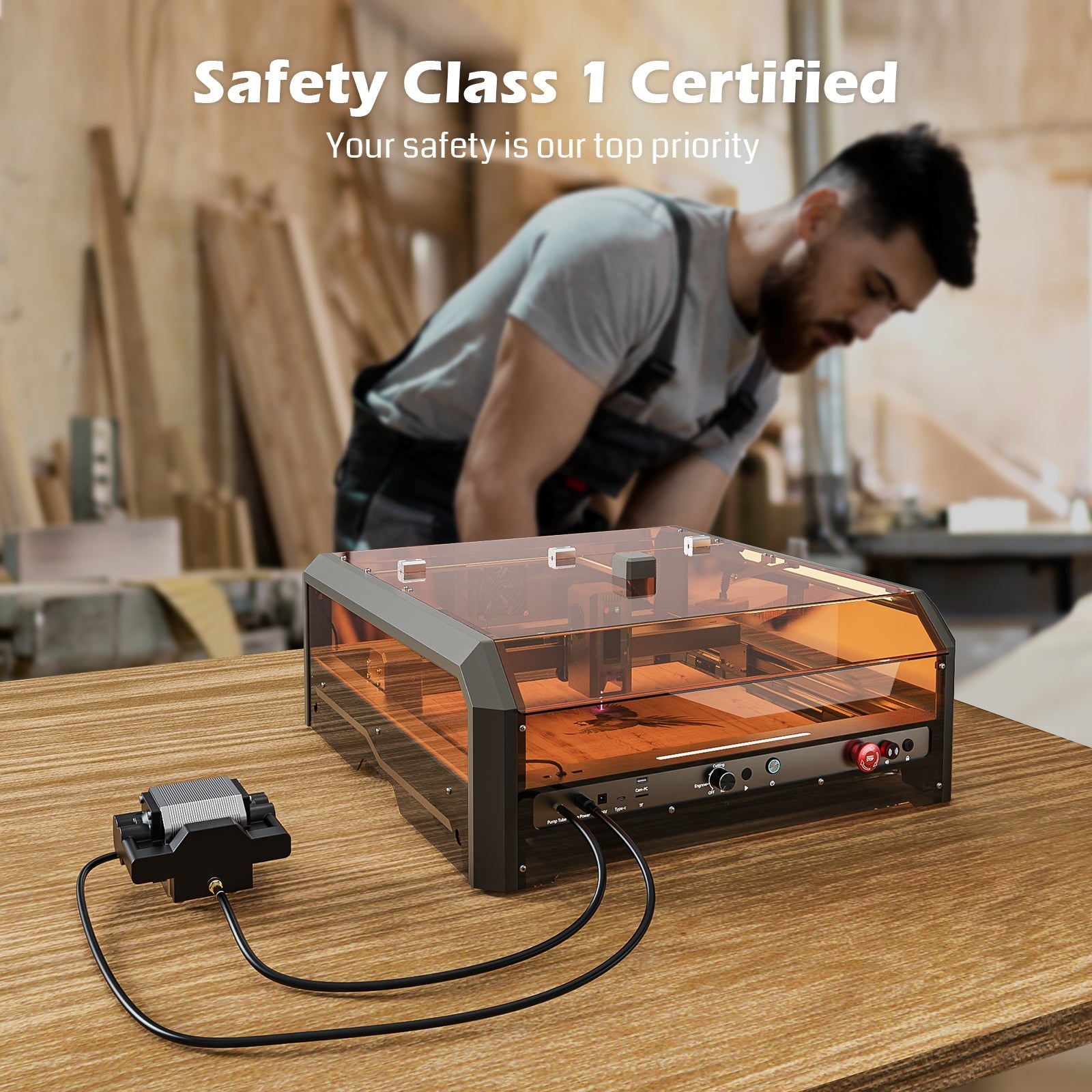 L8 Laser Engraver Machine, 20W/40W Power, 40000mm/min High Speed All-in-one, Air Assist, Lightburn Camera