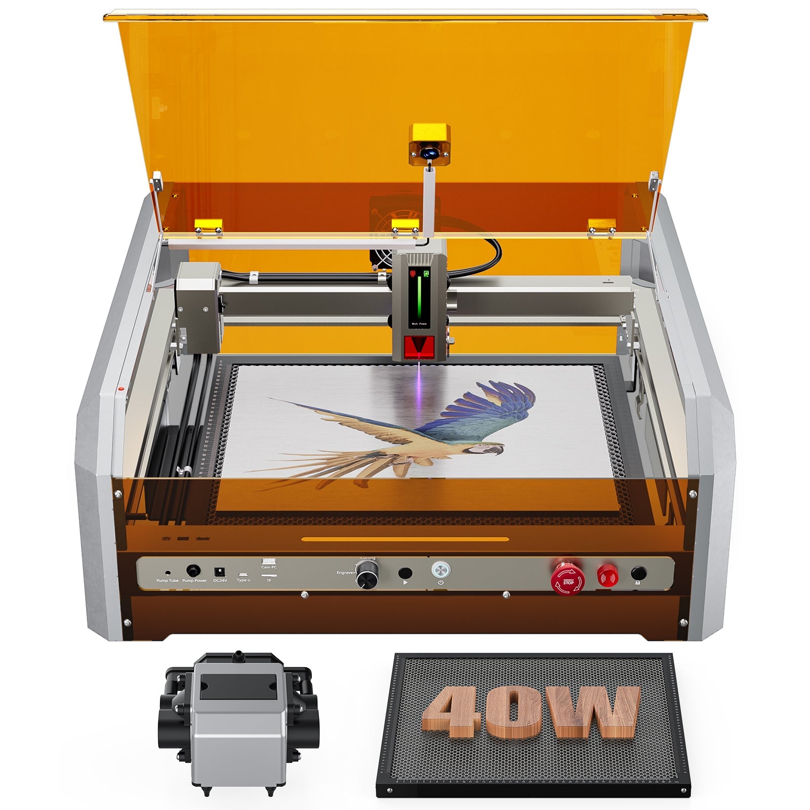 L8 Laser Engraver Machine, 20W/40W Power, 40000mm/min High Speed All-in-one, Air Assist, Lightburn Camera