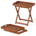 Outdoor Patio Solid Wood Tray Table with Removable Top No Assembly Required