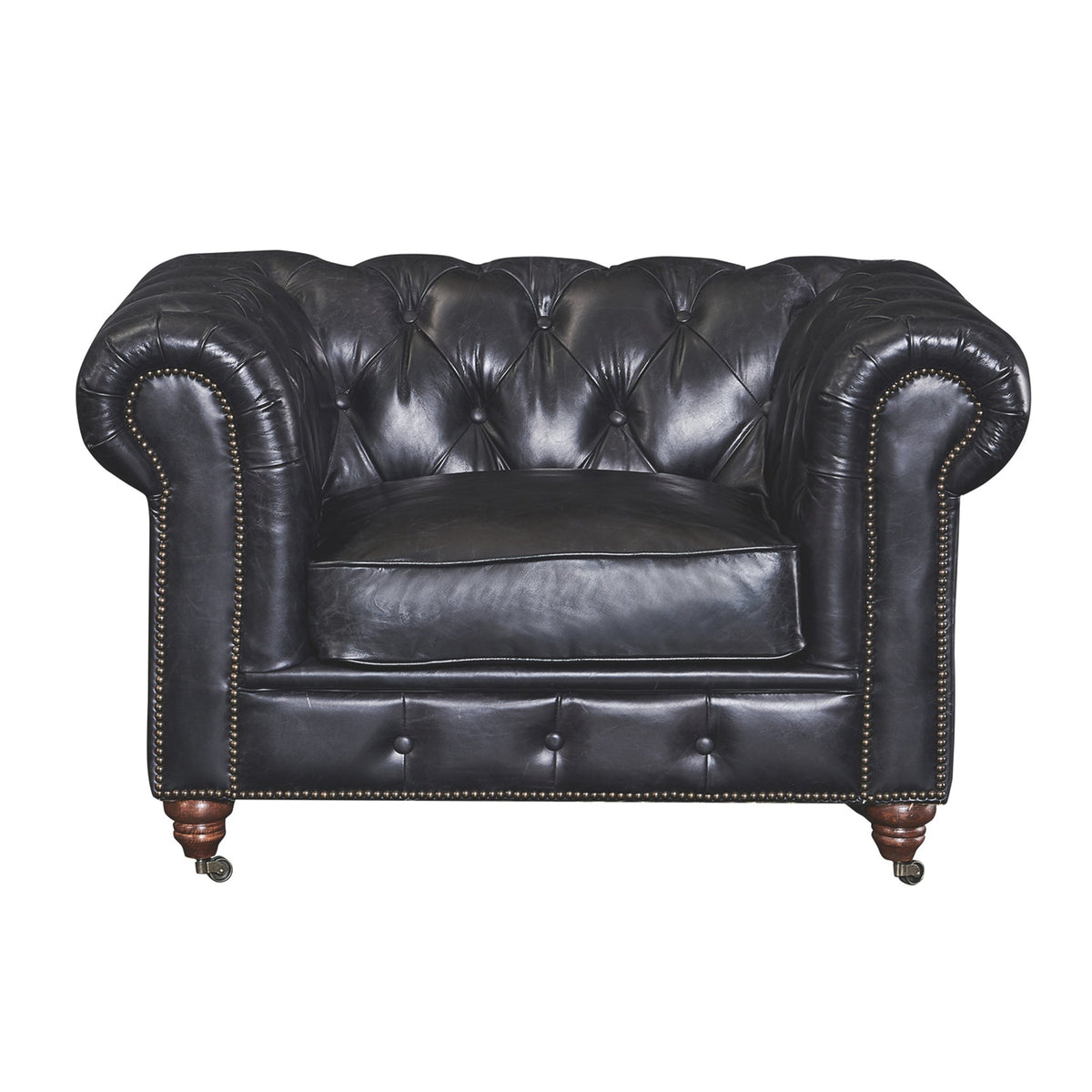 Century Chesterfield Arm Chair - Slate Leather