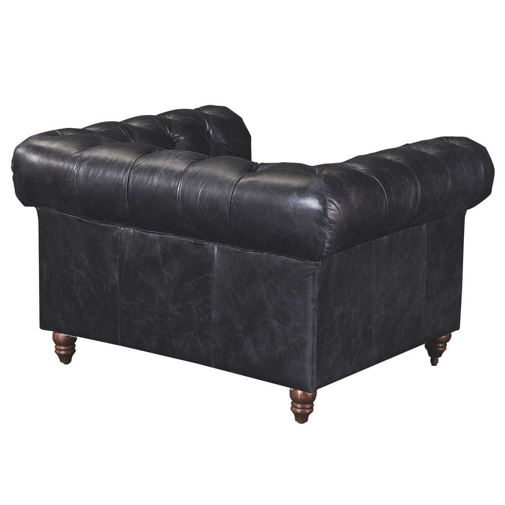 Century Chesterfield Arm Chair - Slate Leather