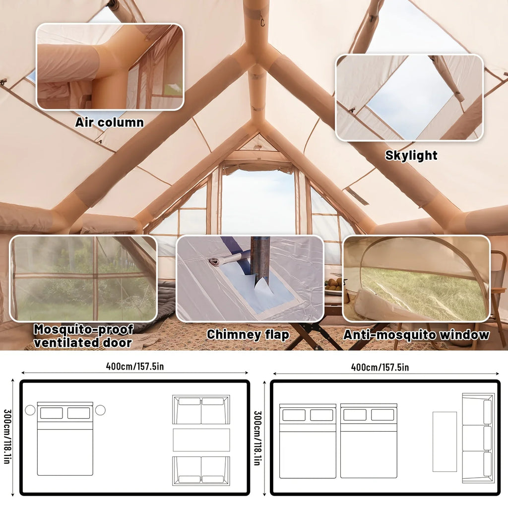 Inflatable Camping Tent With Skylight And Breathable Mesh