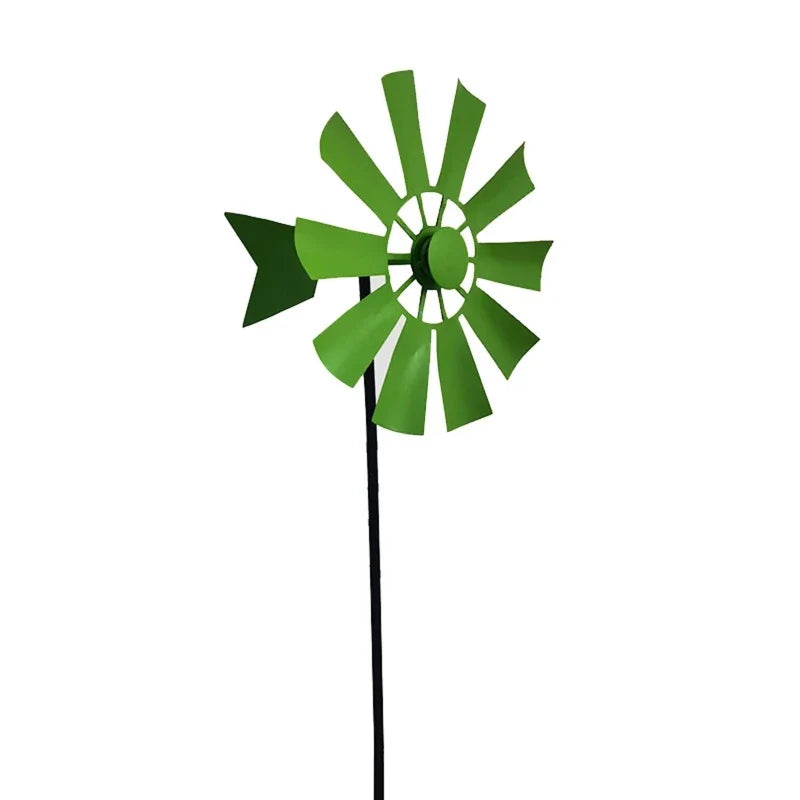 367A Wrought Iron Rotating Windmill Metal Wind Spinner Landscape Ornament for Outdoor Courtyard Yard Lawn Pinwheel Decor