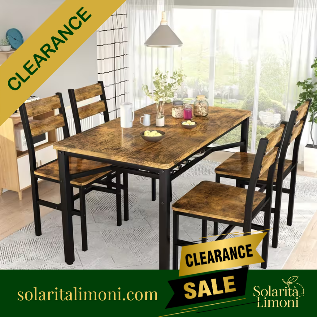 Black Farmhouse Dining Table Set for 4