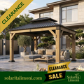 12X10Ft Outdoor Wooden Hardtop Gazebo with Double Top Galvanized Steel Roof
