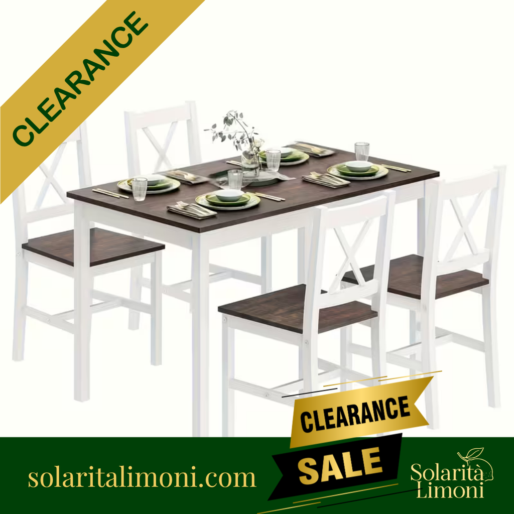 5pcs Dining Set, 42.5 Inch Wood Table with 4 Chairs