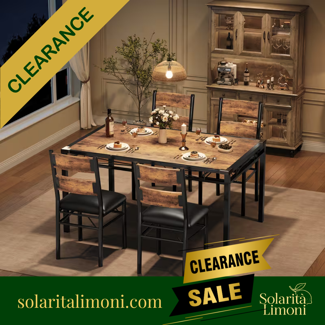 Black and Brown Farmhouse Dining Set for 4