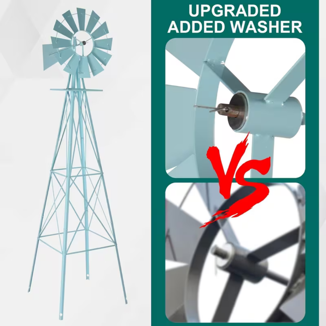 8FT Metal Windmill Garden Decoration Weather Vane