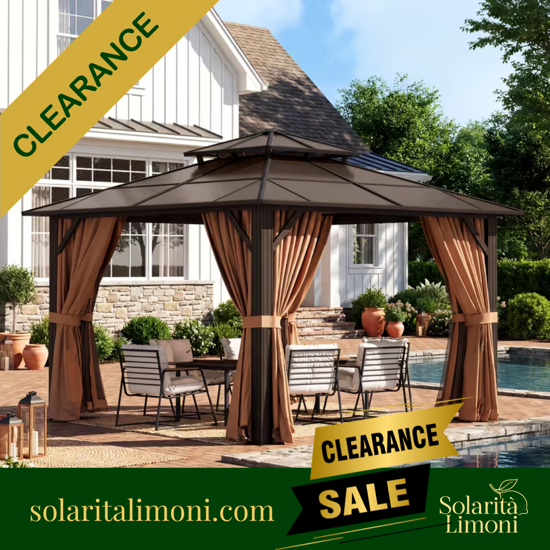 16x12ft Brown Aluminum Alloy Hardtop Gazebo