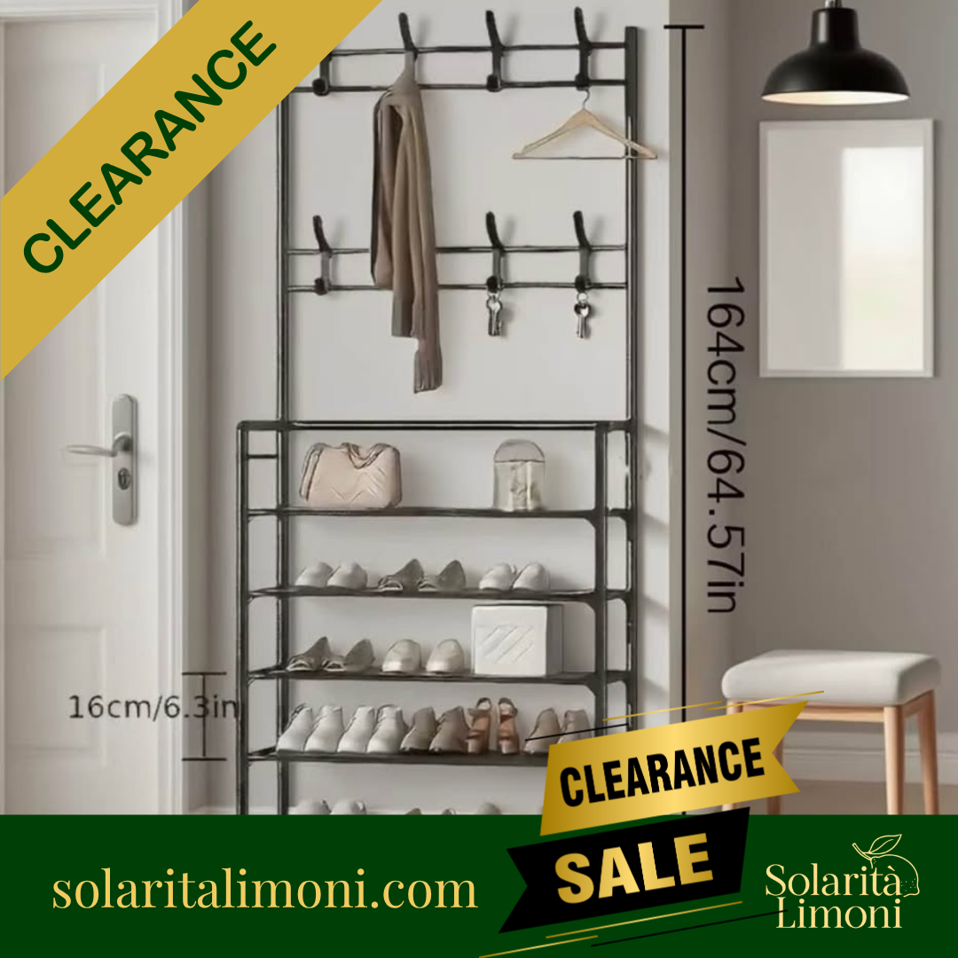 Black Coat Rack w/ Shoe Shelves
