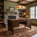 Mission Quarter Sawn Oak 5 Drawer Desk - Walnut