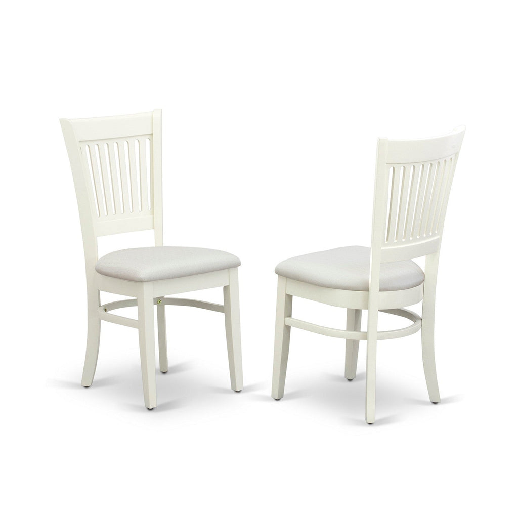 EAST WEST FURNITURE - AVVA7-LWH-W - 7-Piece Kitchen Table Set- 6 Modern Dining Chairs with Wooden Seat and Slatted Chair Back - Removable leaf Kitchen Dining Table - linen white Finish