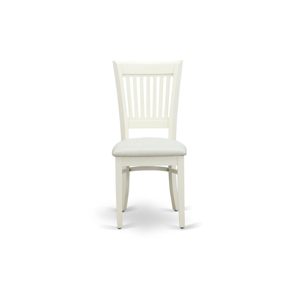 EAST WEST FURNITURE - AVVA7-LWH-W - 7-Piece Kitchen Table Set- 6 Modern Dining Chairs with Wooden Seat and Slatted Chair Back - Removable leaf Kitchen Dining Table - linen white Finish