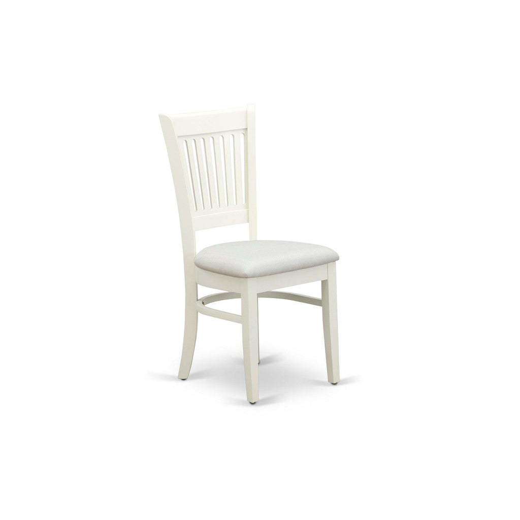 EAST WEST FURNITURE - AVVA7-LWH-W - 7-Piece Kitchen Table Set- 6 Modern Dining Chairs with Wooden Seat and Slatted Chair Back - Removable leaf Kitchen Dining Table - linen white Finish
